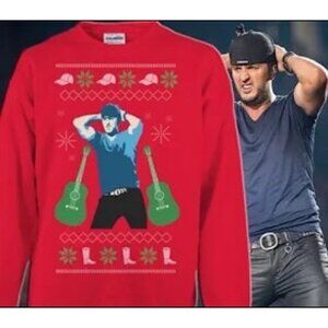 Luke Bryan Christmas Sweater Sweatshirt Unisex Size XL Red Ugly Holiday Festive